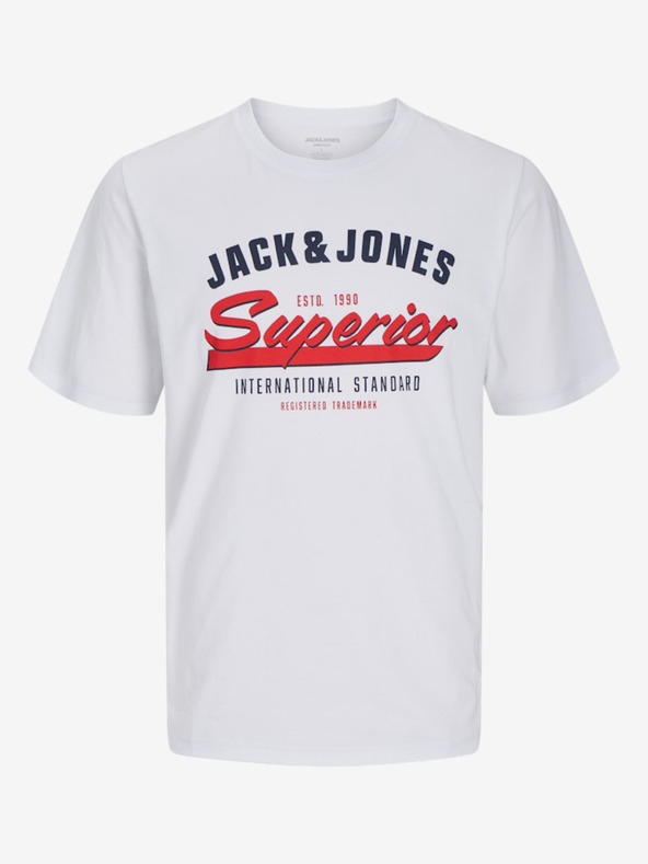 Jack & Jones Bela moška majica z logotipom Jack & Jones