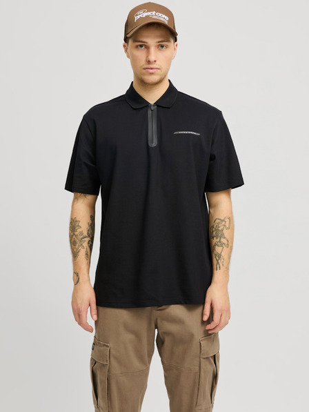 Jack & Jones Črna moška polo majica Jack & Jones Fusion