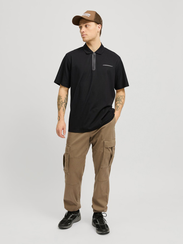 Jack & Jones Črna moška polo majica Jack & Jones Fusion