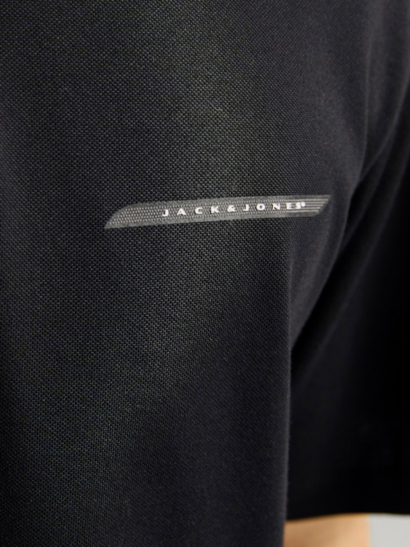 Jack & Jones Črna moška polo majica Jack & Jones Fusion