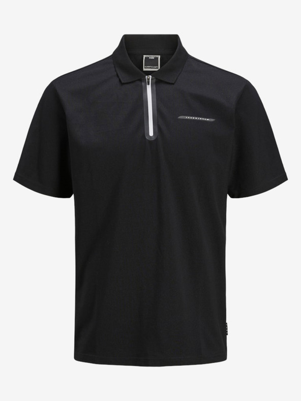 Jack & Jones Črna moška polo majica Jack & Jones Fusion