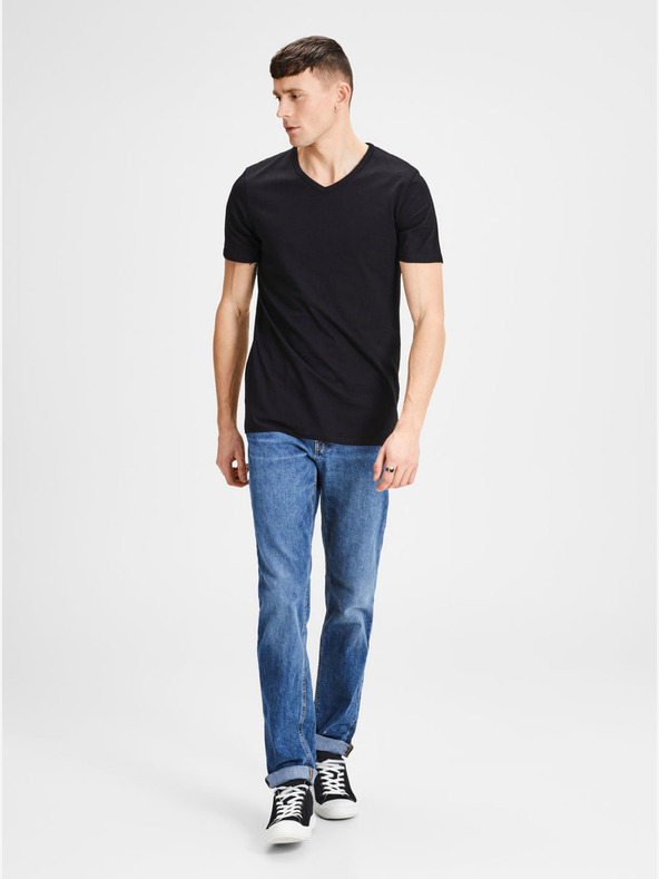 Jack & Jones Komplet dveh črnih osnovnih majic Jack & Jones z v-izrezom