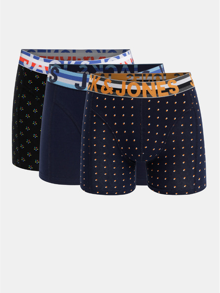 Jack & Jones Komplet treh boksaric v črni in mornarsko modri barvi s potiskom Jack & Jones