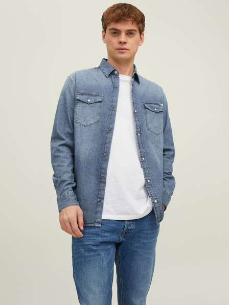 Jack & Jones Modra moška srajca iz džinsa tankega kroja Jack & Jones Heridan