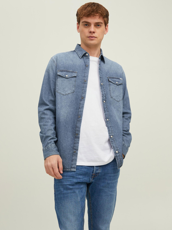 Jack & Jones Modra moška srajca iz džinsa tankega kroja Jack & Jones Heridan