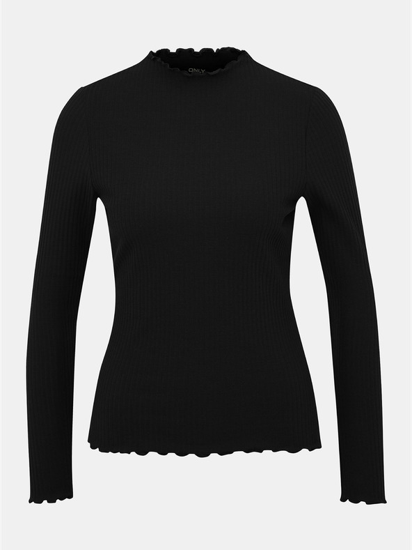 ONLY Črna rebrasta majica ONLY Emma