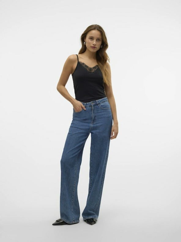 Vero Moda Črna majica s čipko VERO MODA Inge