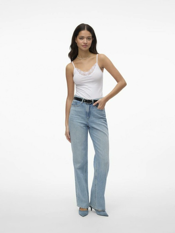 Vero Moda Bela majica s čipko VERO MODA Inge