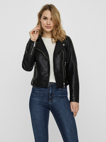 Vero Moda VERO MODA Kerriultra črna usnjena jakna z oblinami
