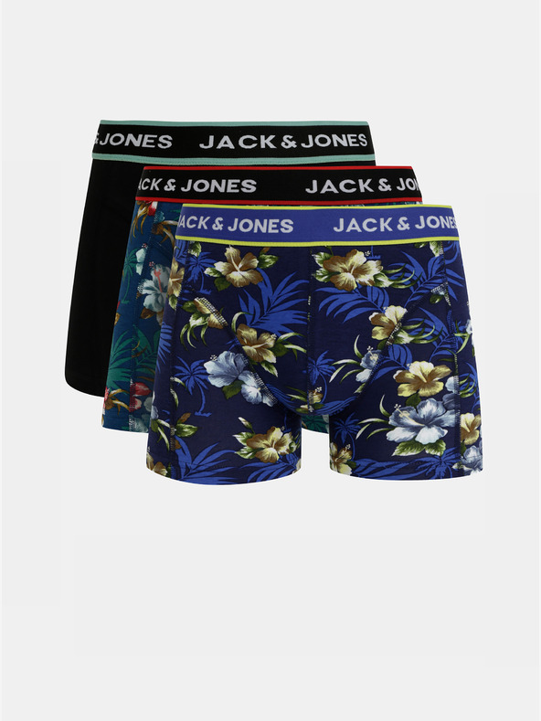 Jack & Jones Komplet treh boksaric Jack & Jones Flower v modri in črni barvi