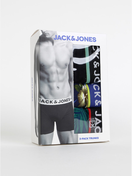 Jack & Jones Komplet treh boksaric Jack & Jones Flower v modri in črni barvi