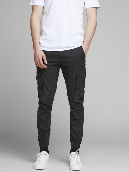 Jack & Jones Črne hlače koničastega kroja Jack & Jones Paul