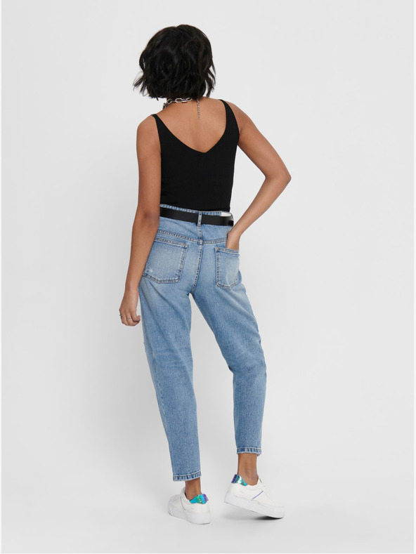 Jacqueline de Yong Črna rebrasta majica JDY Nanna