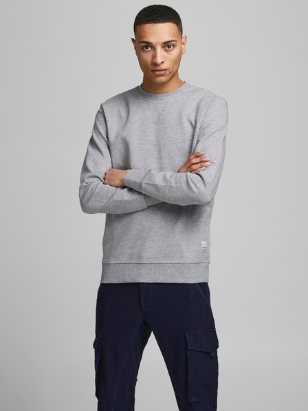Jack & Jones Svetlo siva moška osnovna majica s kapuco Jack & Jones