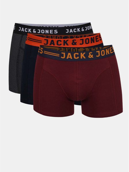 Jack & Jones Komplet treh moških boksaric Jack & Jones Lichfield v bordo, mornariški in sivi barvi