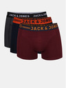 Jack & Jones Komplet treh moških boksaric Jack & Jones Lichfield v bordo, mornariški in sivi barvi