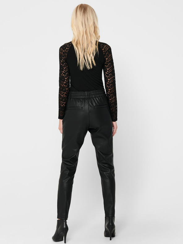 ONLY Črne ženske usnjene hlače ONLY Pop Trash