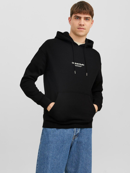 Jack & Jones Črni moški pulover s kapuco Jack & Jones Vesterbro