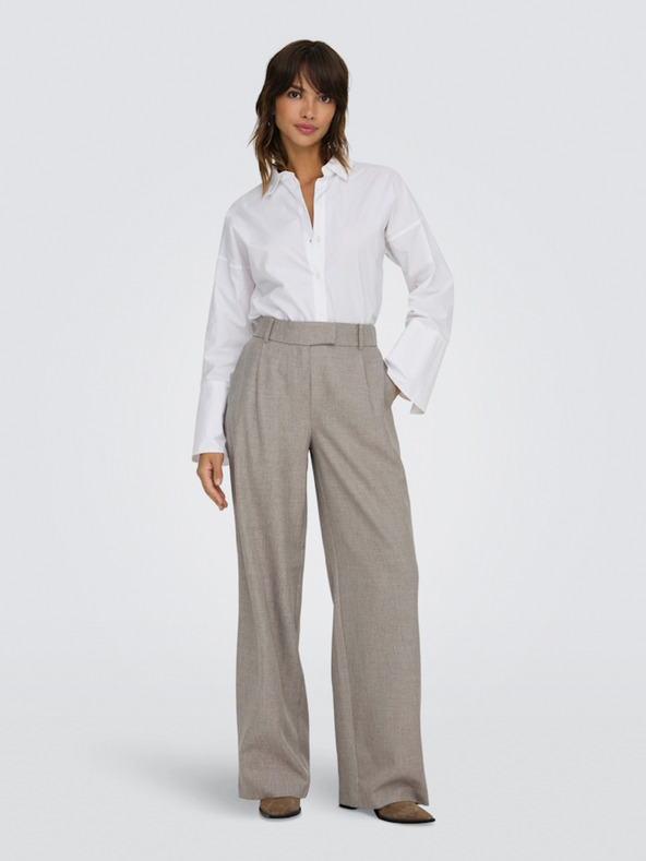 ONLY Rjave ženske hlače s širokimi nogavicami ONLY