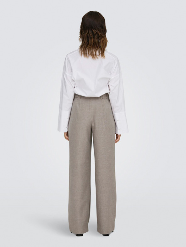 ONLY Rjave ženske hlače s širokimi nogavicami ONLY