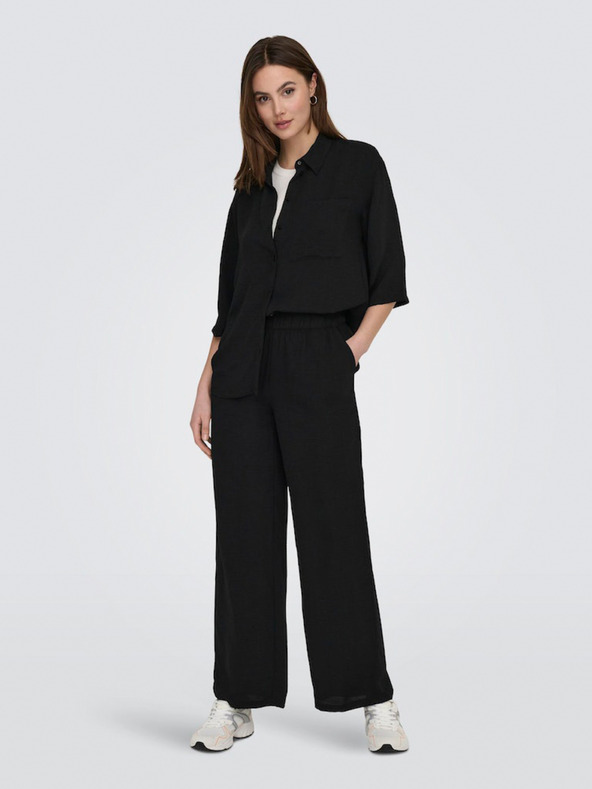 Jacqueline de Yong Črna ženska srajca s kratkimi rokavi JDY