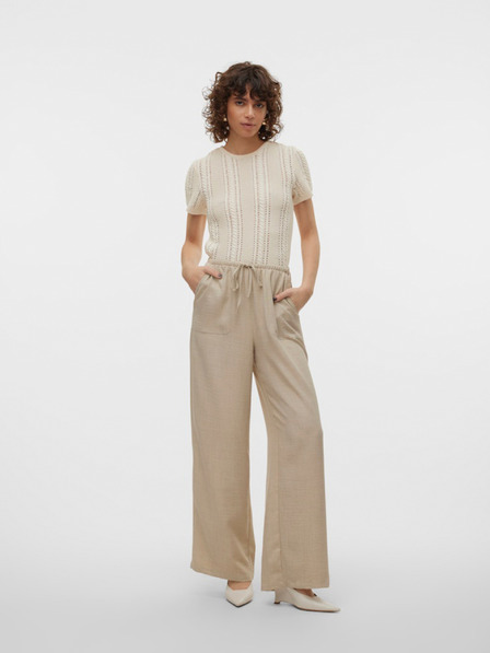 Vero Moda Bež ženske široke hlače Vero Moda