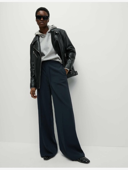 Marks & Spencer Široke hlače iz krep-a z elastičnim pasom Marks & Spencer mornarsko modra