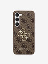 Guess Guess PU 4G kovinski logotip hrbtnega pokrova za Samsung Galaxy S23 Brown