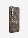 Guess Guess PU 4G kovinski logotip hrbtnega pokrova za Samsung Galaxy S23 Brown