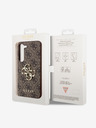 Guess Guess PU 4G kovinski logotip hrbtnega pokrova za Samsung Galaxy S23 Brown
