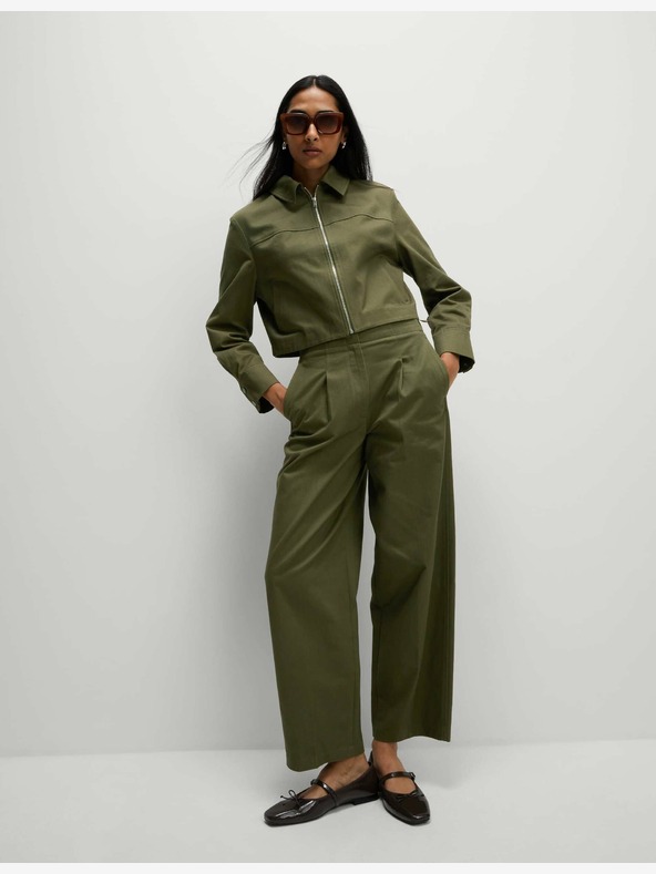 Marks & Spencer Kratek suknjič z ovratnikom iz čistega bombaža Marks & Spencer zelen