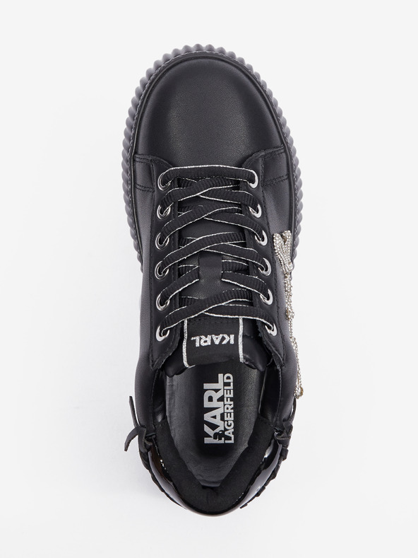 Karl Lagerfeld Črne usnjene ženske superge KARL LAGERFELD