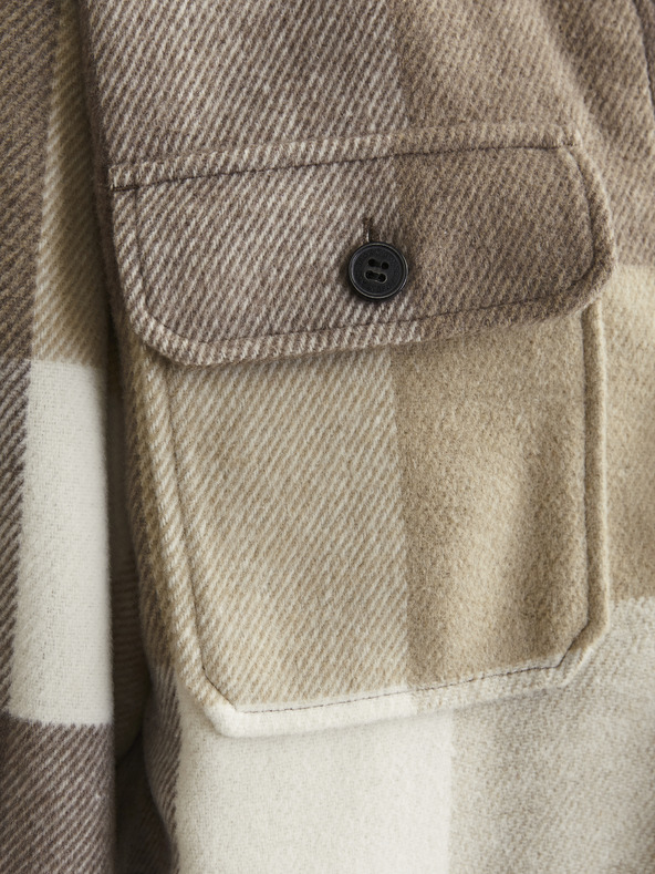 Jack & Jones Rjava in bež moška karirasta srajca Jack & Jones Bradley