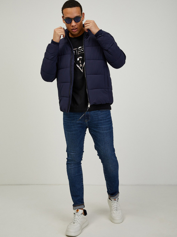 Guess Guessova temno modra prešita zimska jakna