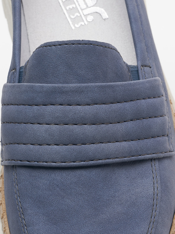 Rieker Temno modre ženske mokasine iz semiša Rieker