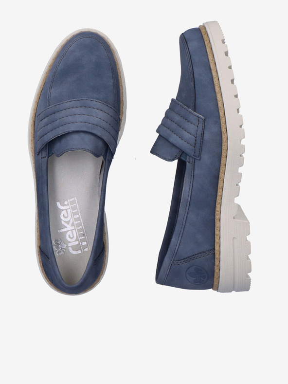 Rieker Temno modre ženske mokasine iz semiša Rieker