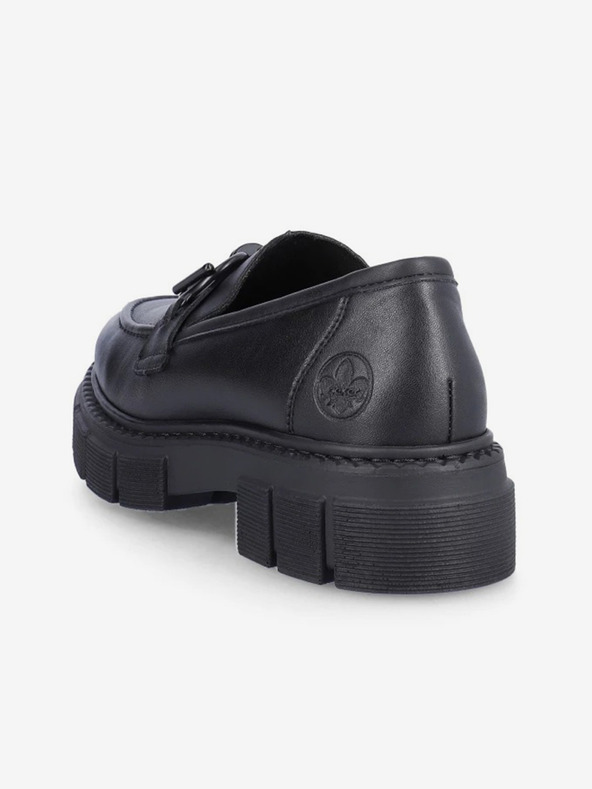 Rieker Črni ženski usnjeni mokasini Rieker