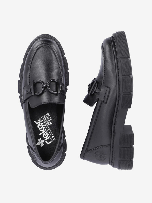 Rieker Črni ženski usnjeni mokasini Rieker