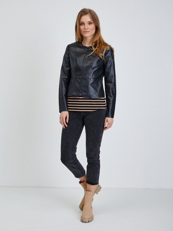 Orsay Črna ženska usnjena jakna ORSAY