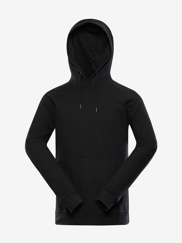 NAX Črna moška osnovna majica s kapuco NAX Geoc