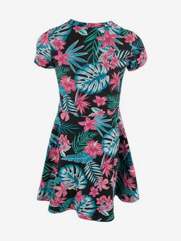 ALPINE PRO Roza in zelena dekliška cvetlična obleka ALPINE PRO Drimo