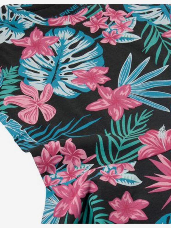 ALPINE PRO Roza in zelena dekliška cvetlična obleka ALPINE PRO Drimo