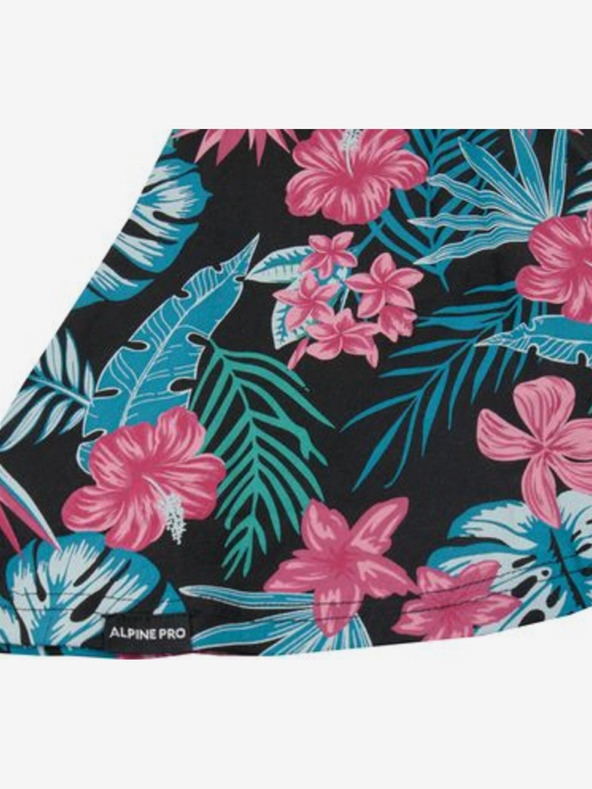 ALPINE PRO Roza in zelena dekliška cvetlična obleka ALPINE PRO Drimo