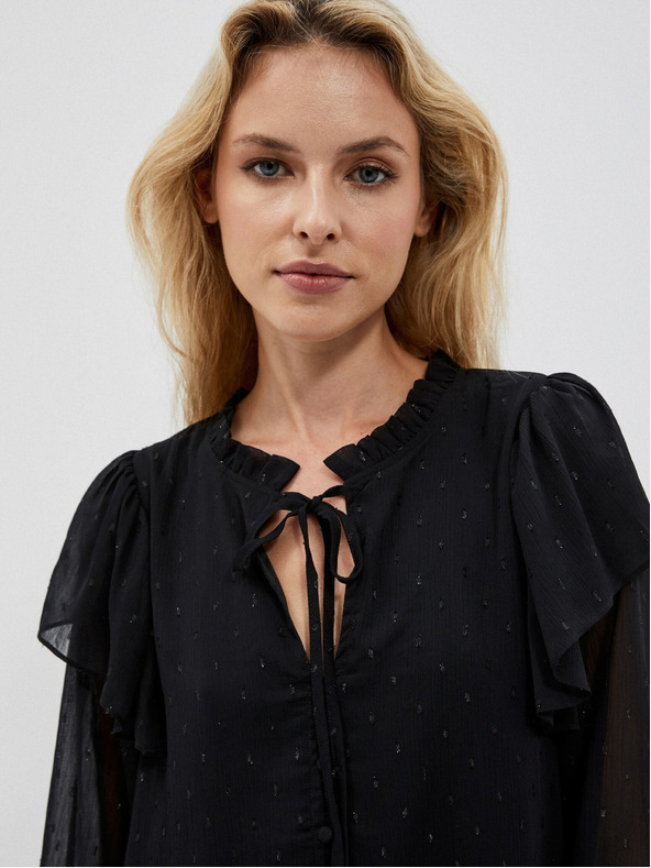 Moodo Črna ženska bluza z volani Moodo