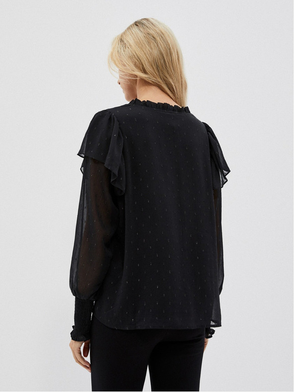 Moodo Črna ženska bluza z volani Moodo