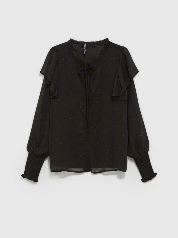 Moodo Črna ženska bluza z volani Moodo
