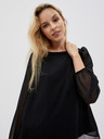 Moodo Črna ženska bluza z nagubanimi rokavi Moodo