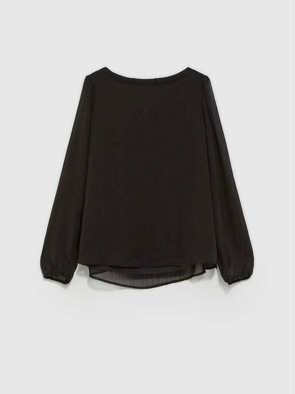 Moodo Črna ženska bluza z nagubanimi rokavi Moodo