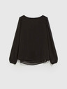 Moodo Črna ženska bluza z nagubanimi rokavi Moodo