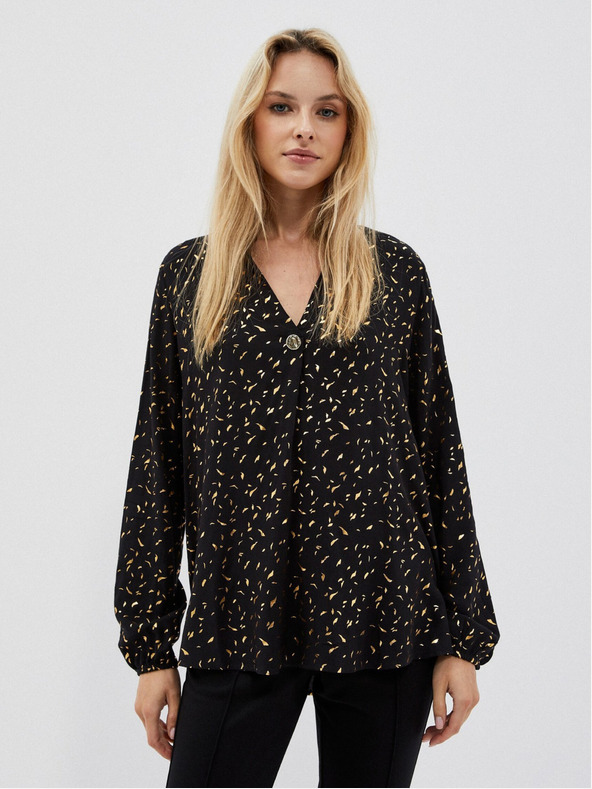Moodo Črna ženska bluza s potiskom Moodo
